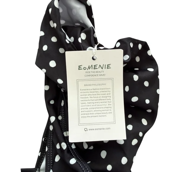 Eomenie Polka Dot Ruffle Sleeve One Piece Swimsuit Size S NWT - Picture 6 of 8